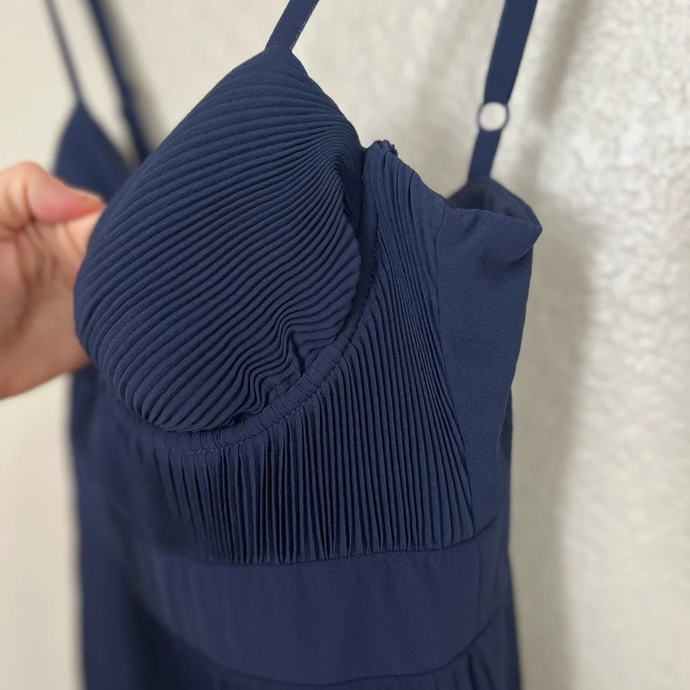 Certainly Lovely Navy Blue Pleated Bustier Maxi Dress - Picture 9 of 9